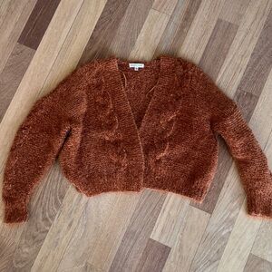 Woven Heart Warm Rust Cardigan